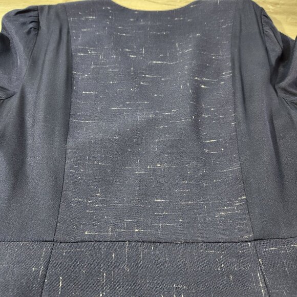 Rebecca Taylor Cross Hatch Wool Blend Wrap Dress Navy Womens Size 6 - Picture 12 of 16